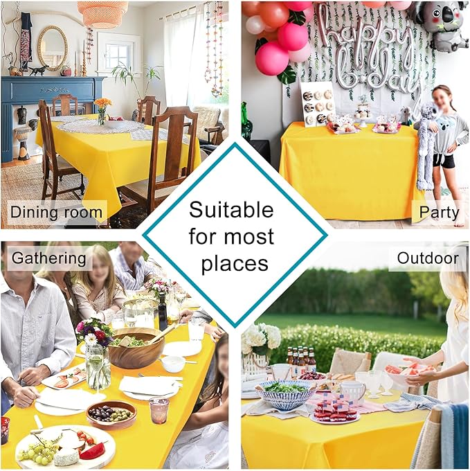 Hiasan Yellow Square Tablecloth - Spillproof and Waterproof Washable Table Cloth for Dining Room Kitchen Camping, 30 x 30 Inch