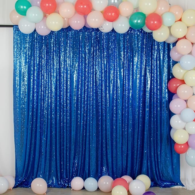 ShiDianYi Sequin Backdrop 8FTx10FT Royal Blue Sequin Wedding Backdrop Photo Backdrop Sequins Backdrops Curtains for Parties Fabric Backdrops Glitter Background for Pictures Shimmer Curtains Payette