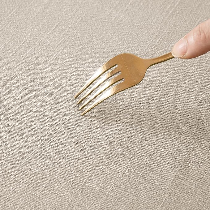 MIULEE Natural Linen Cotton Blend Tablecloth Rectangle, Luxury Waterproof Stain Resistant Durable Farmhouse Oblong Table Cloth for Dining Party Christmas Weddings Birthday, 52 x 102 inch, Ivory Cream