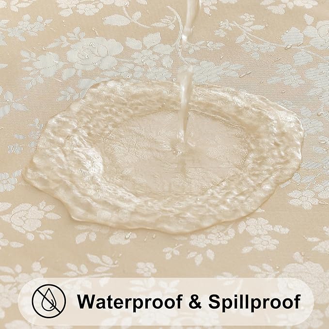 Smiry Rectangle Table Cloth, Waterproof Heavy Duty Vinyl Tablecloths, Wipeable Washable Table Cover for Kitchen and Dining Room (Beige, 70" X 90")