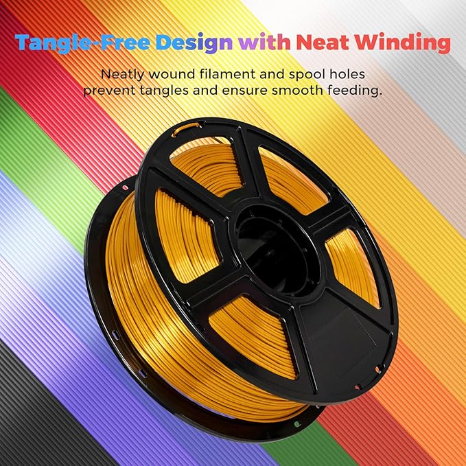 Flashforge 3D Printer Filament Silk PLA 1.75mm 1kg Spool-Dimensional Accuracy +/- 0.02mm (Gold)