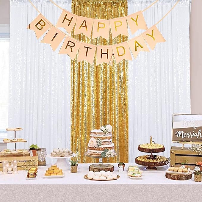 ShinyBeauty White Sequin Backdrop 4x10ft (4 Panels) – Wedding Arch Drapes, Photography Background, Glitter Party Decor for Events & TikTok Videos
