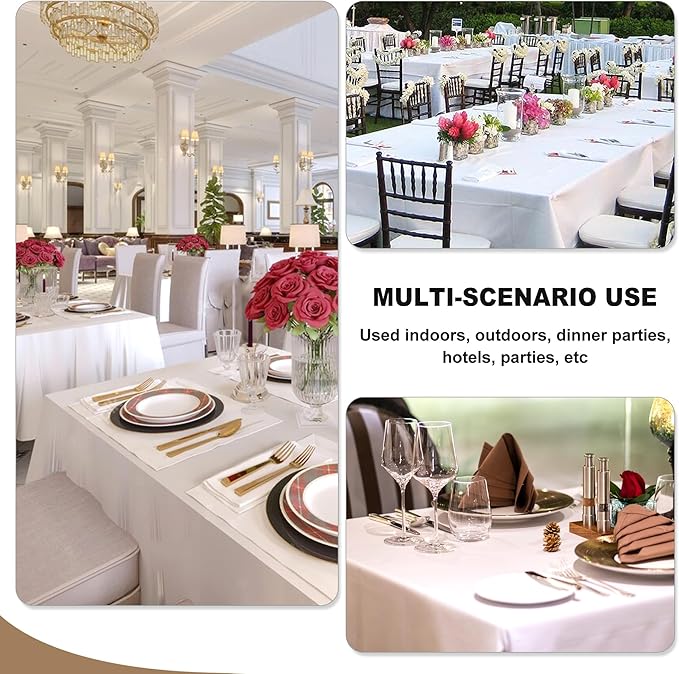 Fitable Black Tableclothes for Rectangle Tables, 6 Pack - 90 x 156 Inch - Reusable and Elegant Tablecloths, Polyester Fabric Table Covers for Wedding, Party, Banquet, Formal Events