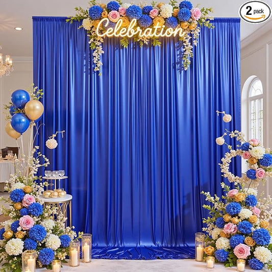 10x10 Wrinkle Free Royal Blue Sequin Backdrop Curtain for Parties-Thick Not Fall-Off Glitter Backdrop Drapes-2 Panels 5x10ft Shimmer Photo Back Drop Cloth for Wedding Birthday Photography Background