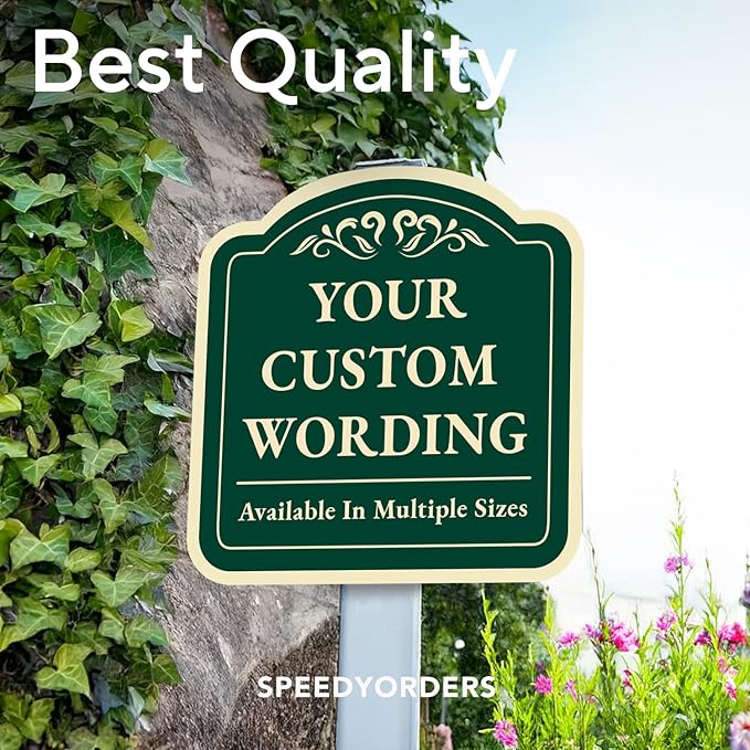 Custom Decorative Outdoor Metal Sign - Personalized Aluminum Driveway Sign, Waterproof, Made In USA - Design 1 Forest Green 18x18 In