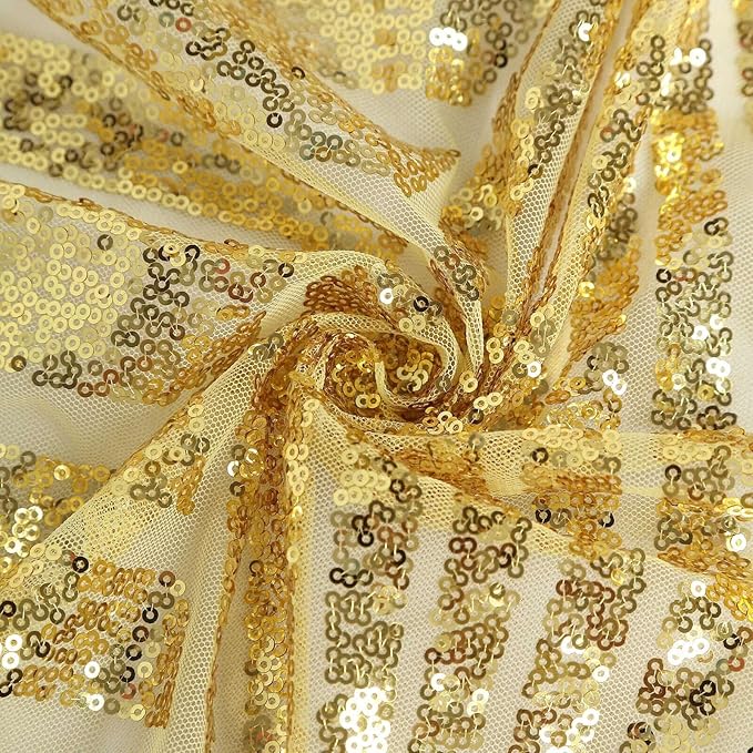 Efavormart 72" Gold Sparkly Sequin Geometric Tulle Square Table Overlay