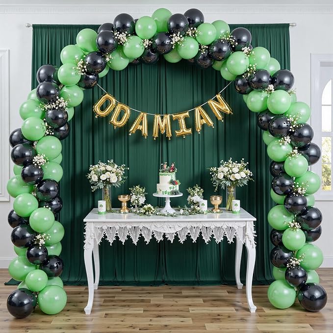 30 ft x 10 ft Wrinkle Free Hunter Green Backdrop Curtain for Parties, Polyester Dark Green Photo Backdrop Drapes 6 Panels 5x10ft for Baby Shower Wedding Birthday Party Photography Curtains