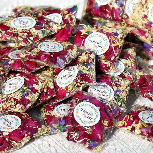 Oning 52 Pack Mix Biodegradable Confetti, Dried Flower Petals, Real Rose Petals for Weddings,Gifts, Wedding Confetti, Wedding Send Off Ideas, Dinner Table Centerpieces