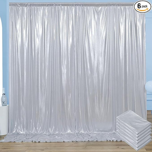 30x10 ft Wrinkle Free Silver Sequin Backdrop Curtain for Parties,Thick Not Fall Glitter Wedding Drapes Backdrop,4 Panels 5x10ft Shimmer Photo Wall Back Drop Cloth for Birthday Photography Background