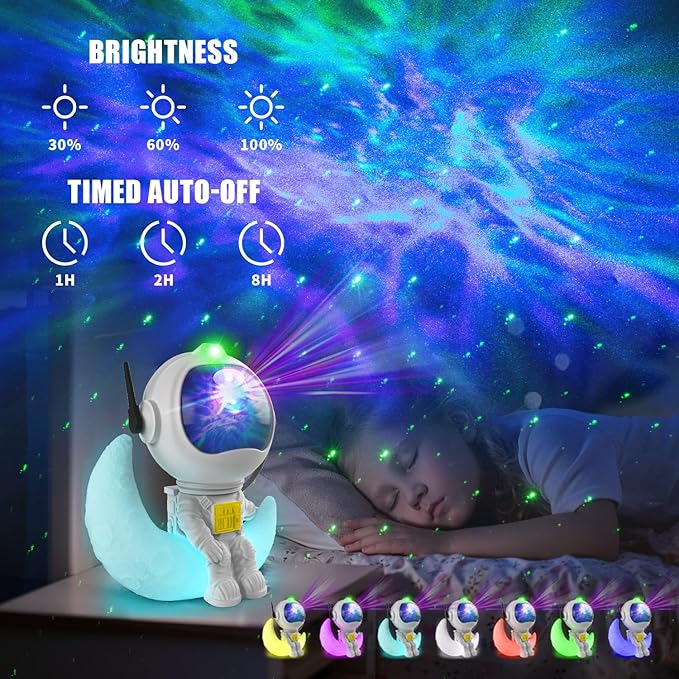 Astronaut Galaxy Projector Night Light Star with Timer and Remote Galaxy Light with Seven Colors Moon Night Light LED Nebula Lights for Kids Adults for Bedroom Gaming Room Decor Gift (Moon)
