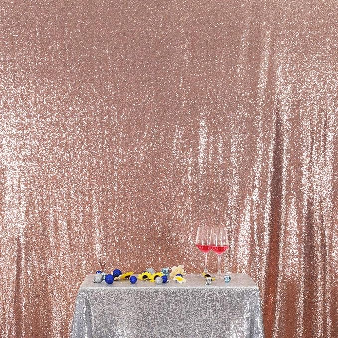 SquarePie Sequin Backdrop 6FT x 8FT Rose Gold Curtain Background for Wedding Party