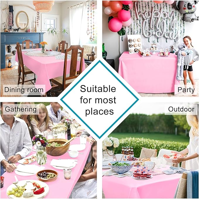 Hiasan Pink Tablecloth Rectangle - Waterproof & Spillproof and Washable Oblong Table Cloth for Dining/Party, 70 x 90 Inch