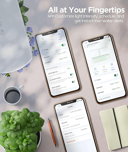 LetPot LPH-Air Hydroponics Growing System Kits, APP & WiFi Controlled Smart Indoor Garden with Adjustable 24W Grow Light Full Spectrum, 10 Pods Planter Indoor Gardening for Gifts, Kitchen, Vegetable