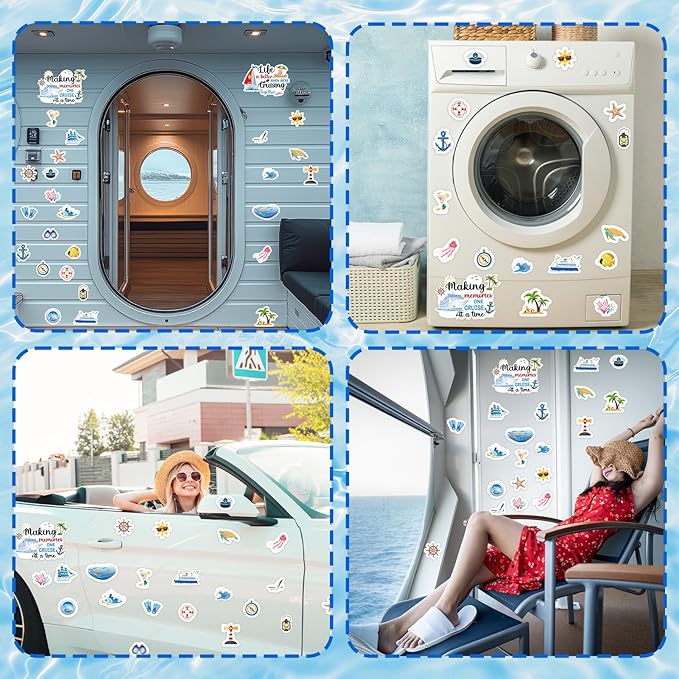 Cruise Door Decorations Magnetic, 27 Pcs Large Nautical Cruise Ship Magnets for Door Funny Carnival Sea Navigation Door Magnets for Door Decorations Fridge Car Cabin Party Supplies