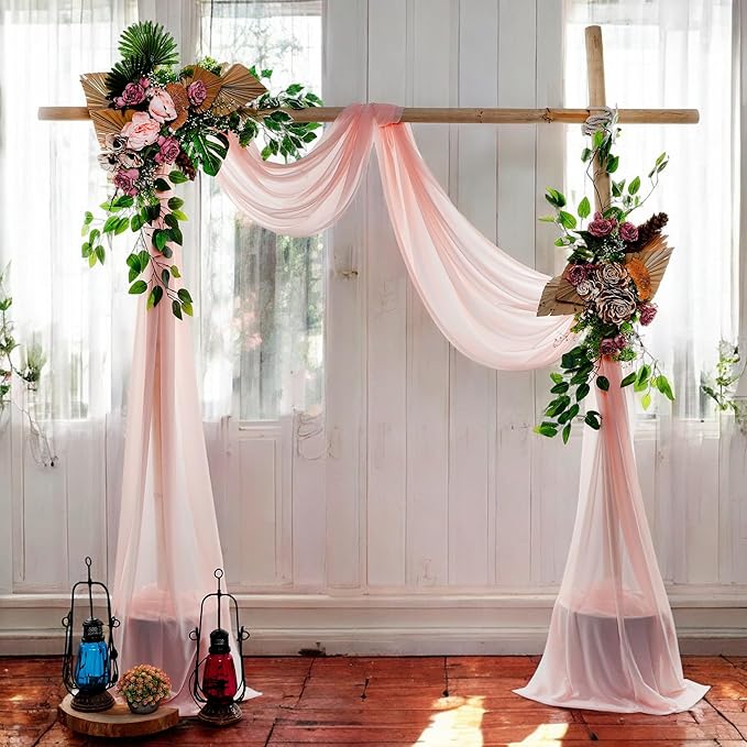 MDS Halloween Chiffon Draping Fabric - 2 Panel, 30" Wide x 40ft Long - Sheer Spooky Arbor & Canopy Drapery for Haunted House Backdrops, Party Ceilings, DIY Costumes & Themed Events - Dusty Rose