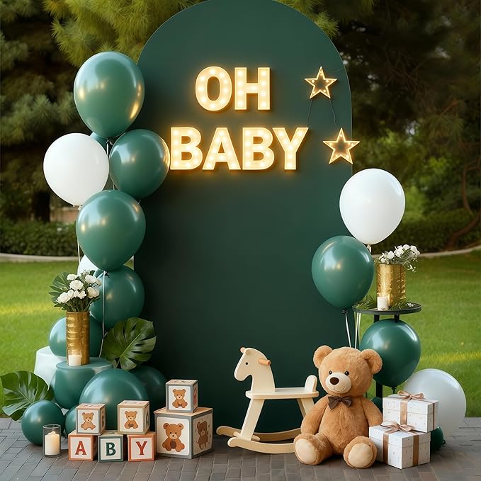 7.2FT Hunter Green Arch Cover - Polyester Fitted Wedding Arch Stand Covers Round Top Chiara Arch Backdrop Cover for Birthday Party Banquet Photo Background Decoration