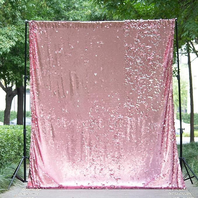 JYFLZQ Pink Payette Sequin Backdrop Big Sequin Backdrop Curtain for Parties 8.5 x 8.5 ft