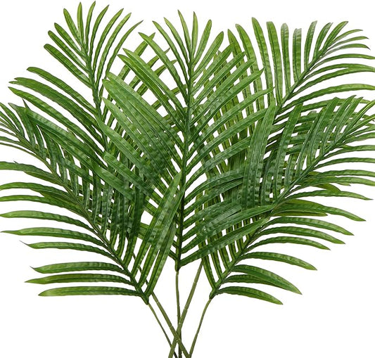 Large Artificial Palm Leaves Palm Fronds Tropical Leaves Areca Palm Branches Palm Leaves with Stem Palm Tree Leaves Faux Palm Leaves for Floral Arrangement Fake Leaves Palm Sunday Decor-Large Leaf