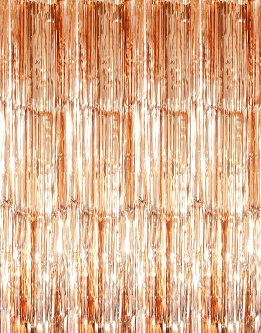GOER 3.2 ft x 9.8 ft Metallic Tinsel Foil Fringe Curtains Party Photo Backdrop Party Streamers for Birthday,Graduation,New Year Eve Party Decorations Wedding Decor (3 Packs,Champagne Gold)