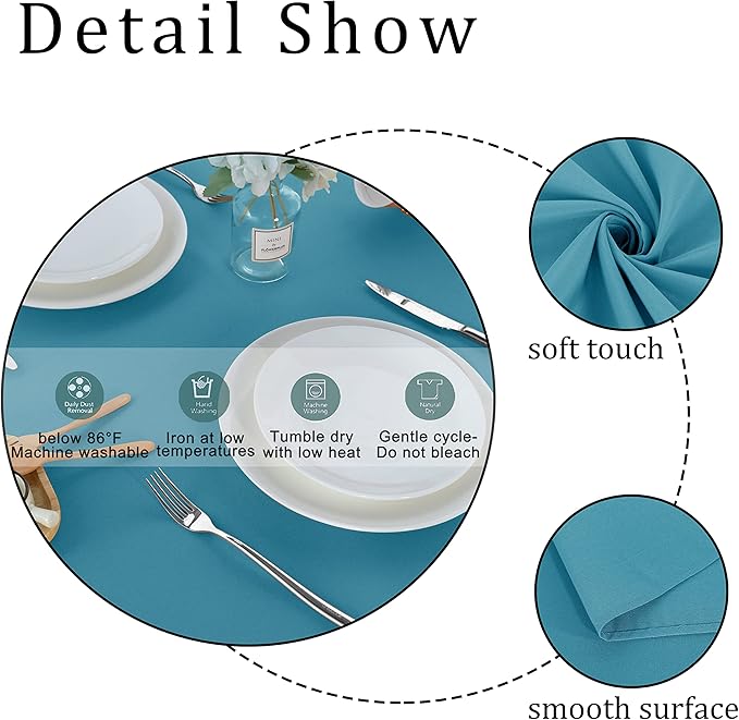 Fitable Rectangle Tablecloth Stain and Wrinkle Resistant Washable Polyester Table Cloth for Buffet Parties and Camping (60x84 inch, Teal)
