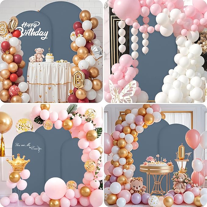 Wedding Arch Covers Arch Backdrop Cover Arch Stand Covers 7.2FT 6FT Set of 2 Arch Cover Spandex Fabric Stretchy Backdrop for Wedding Birthday Party Decoration Baby Shower (Dusty Blue)