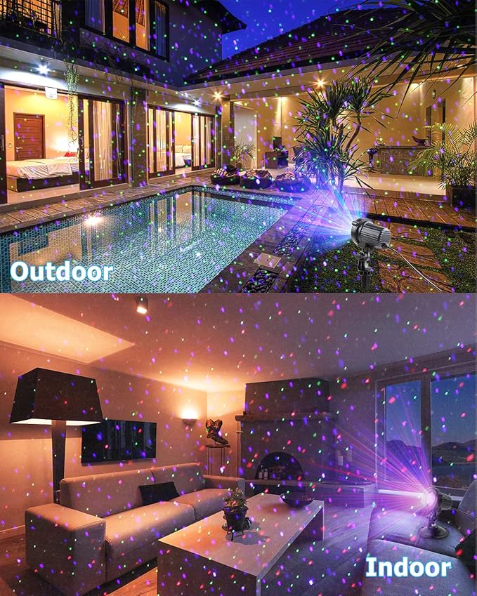 Laser Christmas Lights,Outdoor Garden Laser Lights Projector, Motion Star 3 Color Red Green Blue,Water Proof,Suitable for Outdoor Garden Decorative