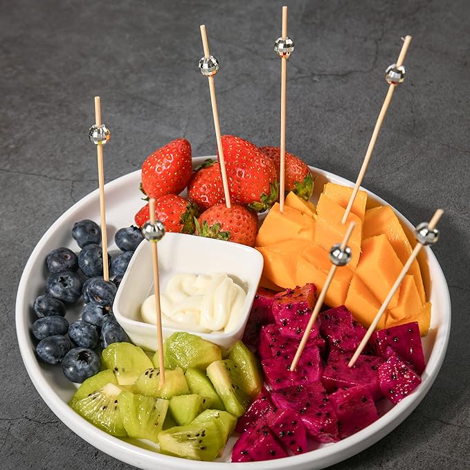 300 PCS Cocktail Picks Disco Ball Decor, Fancy Toothpicks for Appetizers, Bamboo Skewers for Appetizers,Drinks, Fruits, Disco Party Decorations. 4.7 Inch Long Silver Wooden Cocktail Sticks…