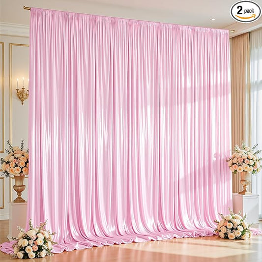 10x10 ft Pink Glitter Backdrop Curtain or Parties, Wrinkle Free Glitter Photo Backdrop Drapes 2 Panels 5x10FT Shimmer Back Drop Cloth for Baby Shower Wedding Birthday Photography Background Decor