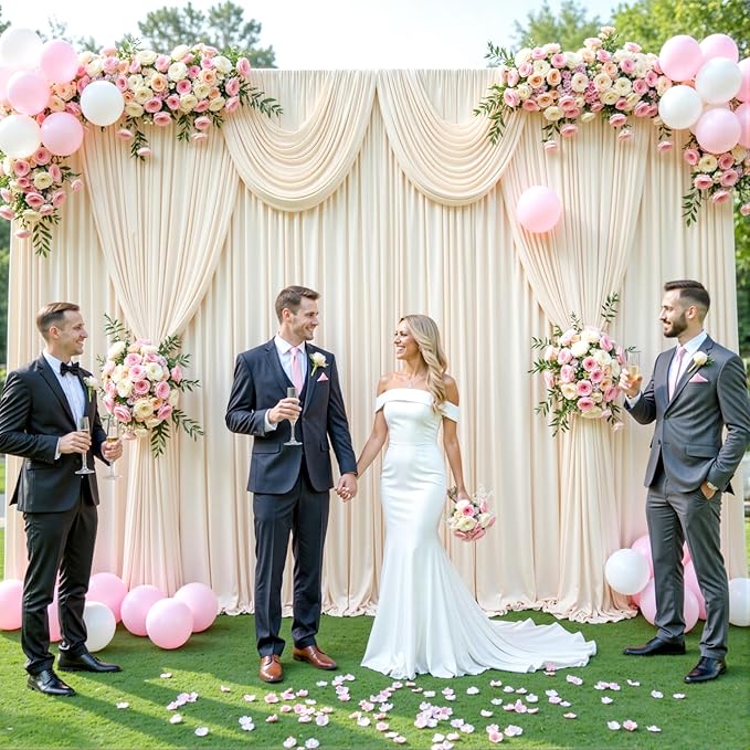 40ft x 12ft Champagne Backdrop Curtains Wrinkle Free Backdrop Curtain for Wedding Parties Fabric Backdrops Drapes Back Drop Cloth Bridal Shower Stage Curtains Wedding Decorations for Reception