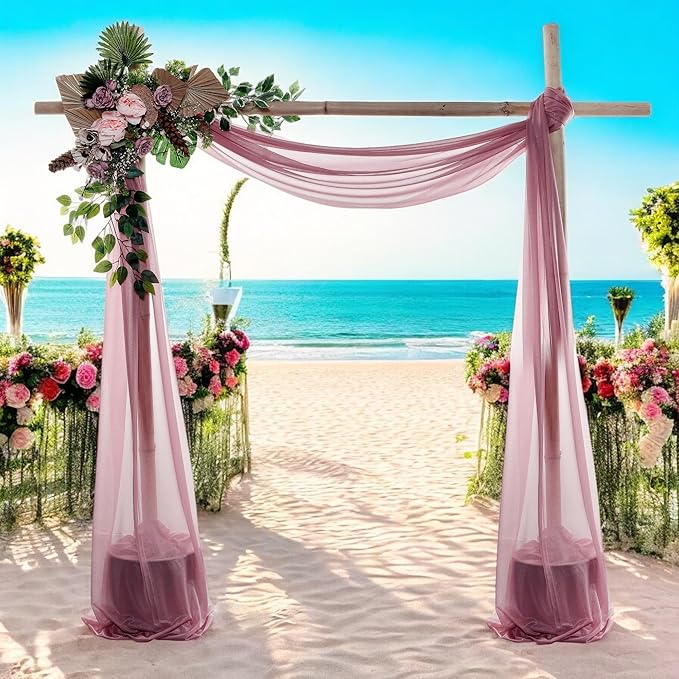 MDS Halloween Chiffon Draping Fabric - 2 Panel, 30" Wide x 75ft Long - Sheer Spooky Arbor & Canopy Drapery for Haunted House Backdrops, Party Ceilings, DIY Costumes & Themed Events - Mauva