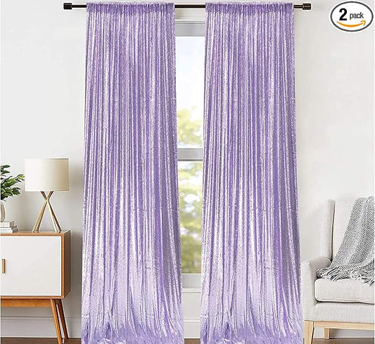 JYFLZQ Lavender Sequin Backdrop Curtains 2ft x 8ft 2 Panel Glitter Photo Booth Backdrops Sparkly Photography Background Drapes for Parties Wedding Bridal Showers