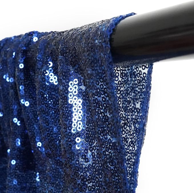 Eternal Beauty Navy Blue Sequin Backdrop Curtains, Shimmer Back Drop 2Panels-2FTx8FT for Independence Day Christmas, Party, Birthday, Photography, Wedding, Baby Shower Event Decoration