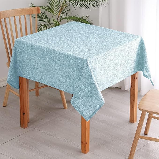 Hiasan 2 Pack Faux Linen Square Tablecloth - Wrinkle and Stain Resistant Washable Table Cloth for Kitchen Dining Room Holiday Table Cover for Party Dinner, Lux Slate Blue, 54 x 54 Inch