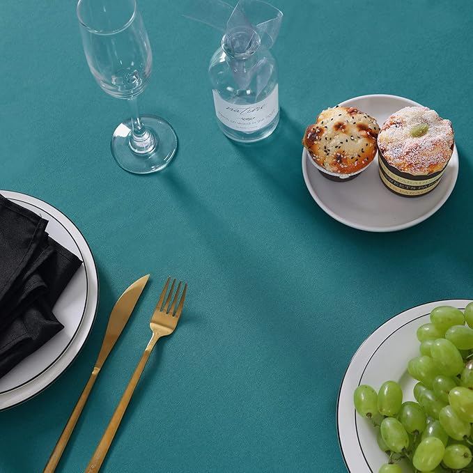 120 inch Round Tablecloth Washable Polyester Table Cloth Decorative Table Cover for Wedding Party Dining Banquet（120 inch,Teal）