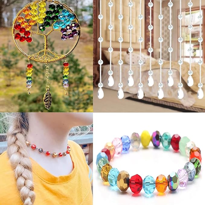 100PCS 8MM Crystal Glass Beads - Yellow Series Rondelle Faceted Crystal Glass Beads for Jewelry Making, Bracelet Making, DIY Crafts, Wind Chimes, Suncatchers
