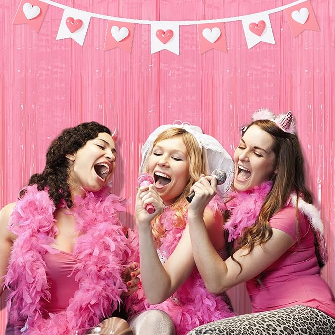 10 Pack Pastel Pink Streamers Party Decorations Party Backdrop Foil Fringe Tinsel Curtain Halloween Baby Shower Valentines Wedding Birthday Decorations for Women