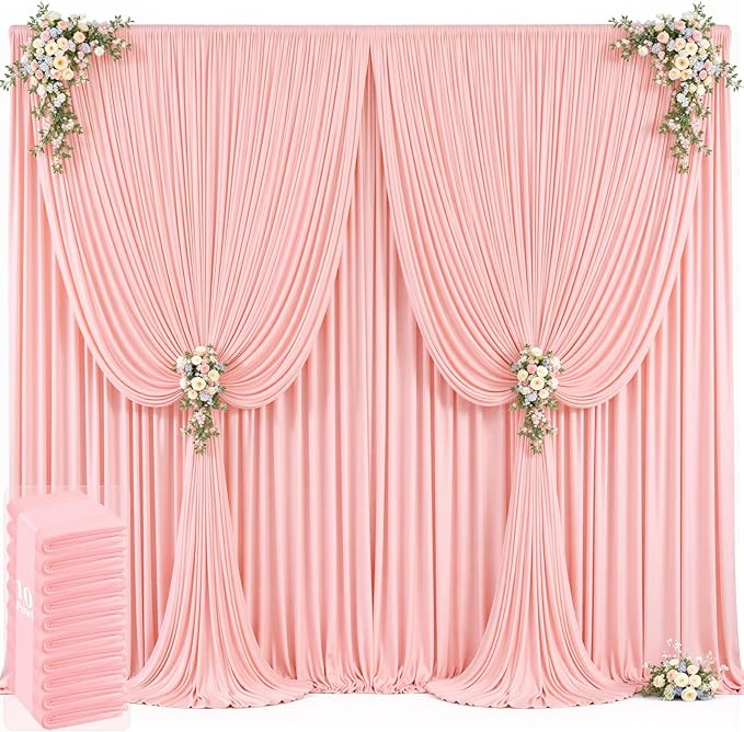 50ft x 12ft Blush Pink Backdrop Curtains Wrinkle Free Backdrop Curtain for Wedding Parties Pink Fabric Backdrops Drapes Back Drop Cloth Bridal Shower Stage Curtains Wedding Decorations for Reception
