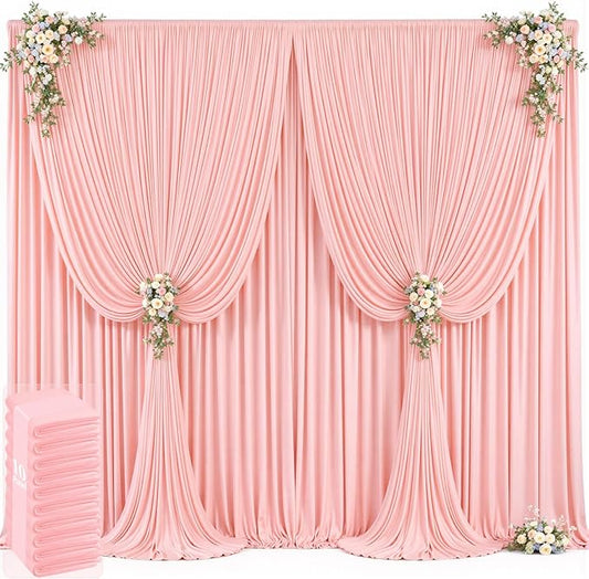 50ft x 12ft Blush Pink Backdrop Curtains Wrinkle Free Backdrop Curtain for Wedding Parties Pink Fabric Backdrops Drapes Back Drop Cloth Bridal Shower Stage Curtains Wedding Decorations for Reception