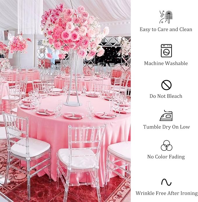8 Pack Round Tablecloth 70 Inch Pink Round Table Covers Bulk Washable Polyester Fabric Table Clothes for Wedding Party Reception Banquet Buffet Restaurant (Pink, 70 Inch)