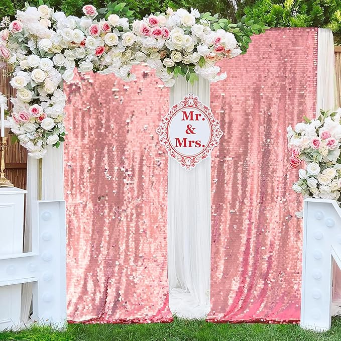 JYFLZQ Pink Payette Sequin Backdrop Big Sequin Backdrop Curtain for Parties 8.5 x 8.5 ft