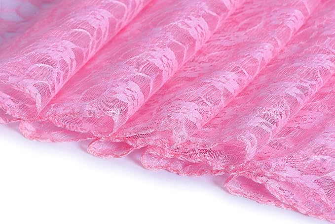 MDS Pack of 25 Wedding 12 x 108 inches Lace Table Runner for Wedding, Decorations for Birthday Parties, Banquets, Graduations, Engagements, and Runners fit Rectangle, Round Table- Pink