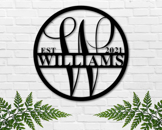 Personalized Metal Name Signs, Split Letter Monogram Wall Decor, Custom Last Name Sign, Family Name Sign for Outdoor, Personalized Wedding Gift, Garden Decor, Metal Wall Art, Housewarming Gift (MonogramDesign_7)