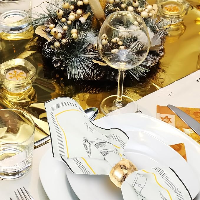 Lallisa Gold Napkin Rings Metal Napkin Ring Holders for Cloth Table Decorations for Wedding Anniversary Birthday Dinners Party of Table Setting(24 Pcs,Classic)