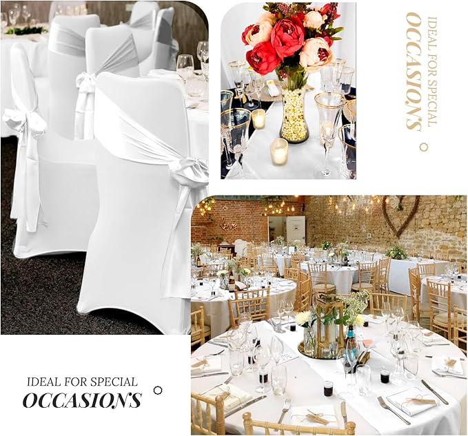 12 Pack White Satin Table Runner 12 x 108 inch Long Premium Smooth Table Runner for Wedding, Banquets, Birthday, Party, Graduation, Engagements,Table Runners fit Rectangle and Round Table