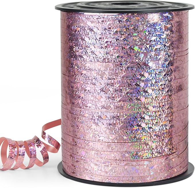 Pink Curling Ribbon - 500 Yard Shiny Metallic Curly Gift Ribbon for Wrapping & Floristry