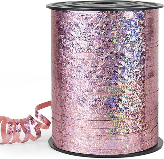Pink Curling Ribbon - 500 Yard Shiny Metallic Curly Gift Ribbon for Wrapping & Floristry