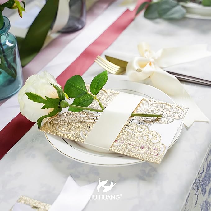 HUIHUANG Ivory Satin Ribbon 1.5 inch Double Face Satin Ribbon Silk Like Cream 50 Yards Per Roll for Gift Wrapping Bows Making Floral Bouquet Wedding Invitations Decor Party Favor