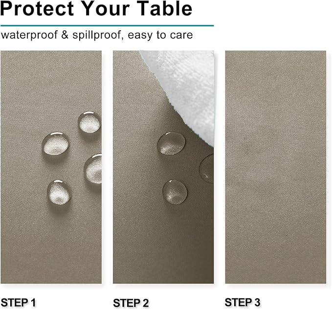 Hiasan Taupe Rectangle Tablecloth - Waterproof and Spillproof Washable Fabric Table Cloth for Dining Room Kitchen Party and Outdoor, 60 x 84 Inch