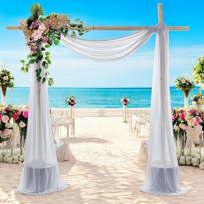MDS Halloween Chiffon Draping Fabric - 2 Panel, 30" Wide x 40ft Long - Sheer Spooky Arbor & Canopy Drapery for Haunted House Backdrops, Party Ceilings, DIY Costumes & Themed Events - Cool Gray