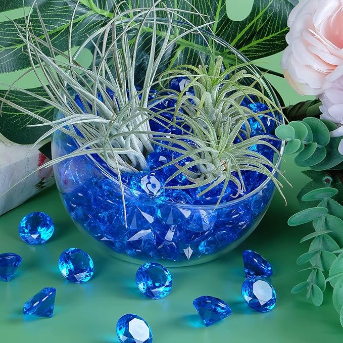 Acrylic Diamond Fake Gems Vase Filler, Babenest 240pcs 3/4 Inch Faux Diamonds Crystals Jewels for Table Scatters Wedding Party Event Arts & Crafts Birthday Decoration Favor (Royal Blue)